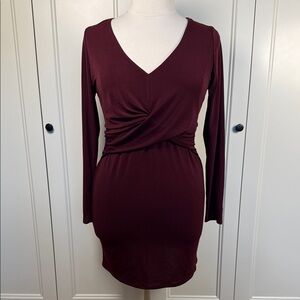 Forever 21 Elegant Burgundy Long Sleeve Dress